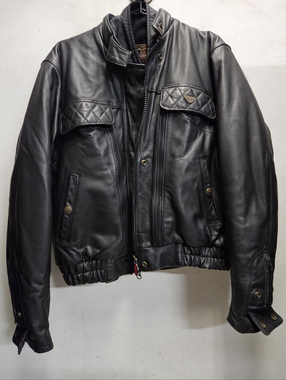 FIRST GEAR By Hein Gericke Mens 40W Med Black Leather Motorcycle Biker Jacket